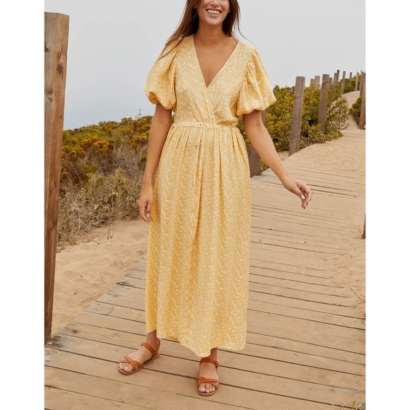 Christy Dawn The Dahlia Midi Puff-Sleeve Dress in Butterscotch Floral - Picture 3 of 7